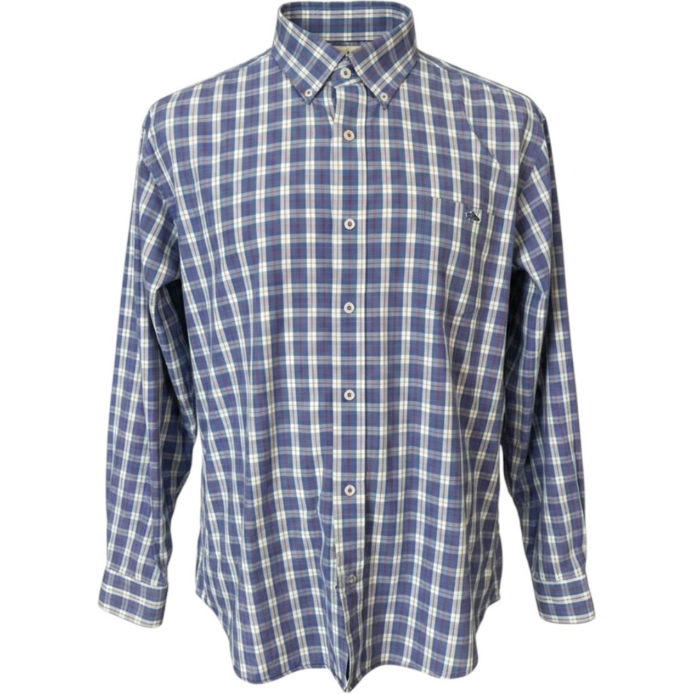 Fish Hippie Solace Collection Mens Blue Plaid Cotton Button Down Shirt XXL